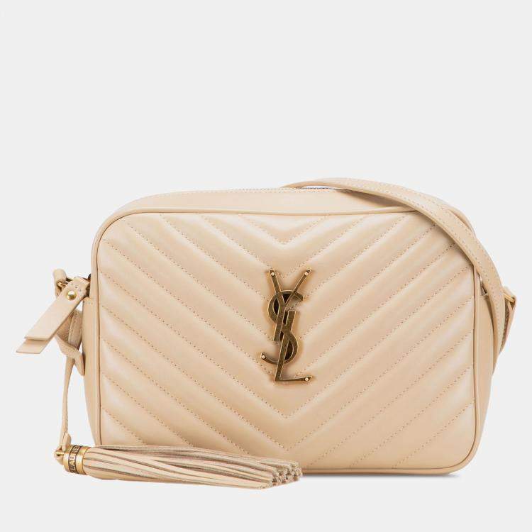 Pre Owned Saint Laurent Paris Brown Quilted Leather Lou Camera Bag