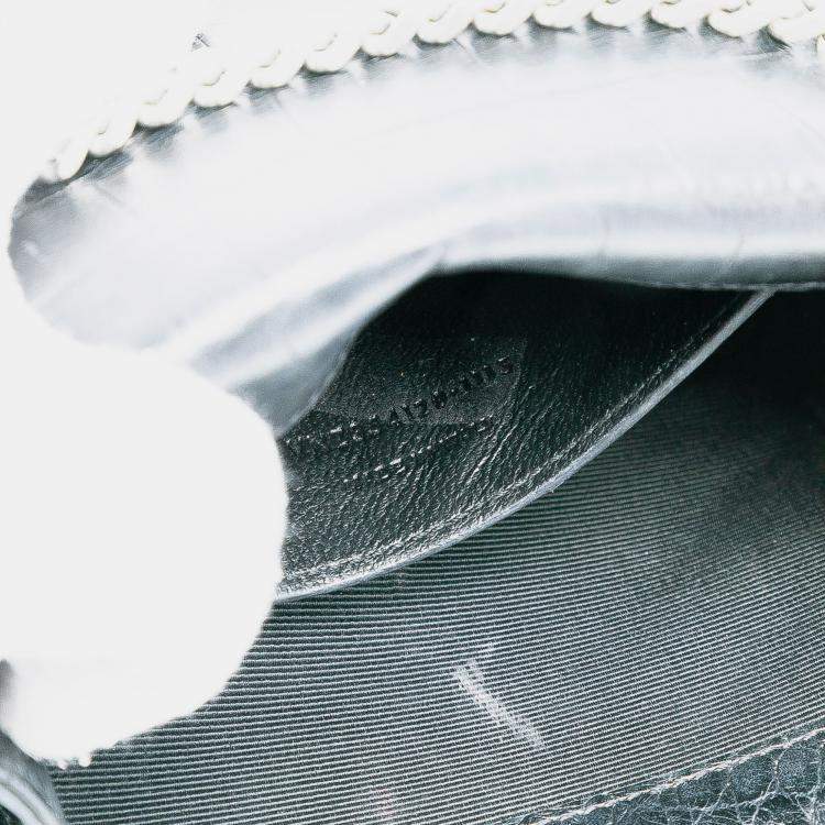 مملوكة مسبقًا Saint Laurent Paris Black Small Croc Embossed Leather Monogram Kate Tassel Crossbody