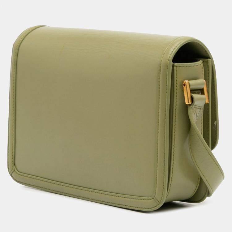 Pre Owned Saint Laurent Paris Green Medium Leather Solferino Satchel In Box