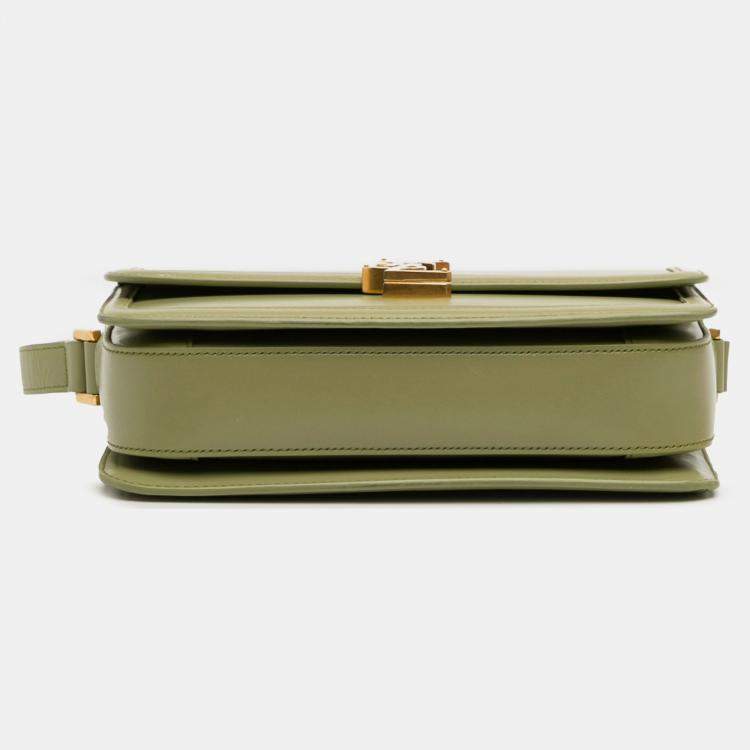 Pre Owned Saint Laurent Paris Green Medium Leather Solferino Satchel In Box