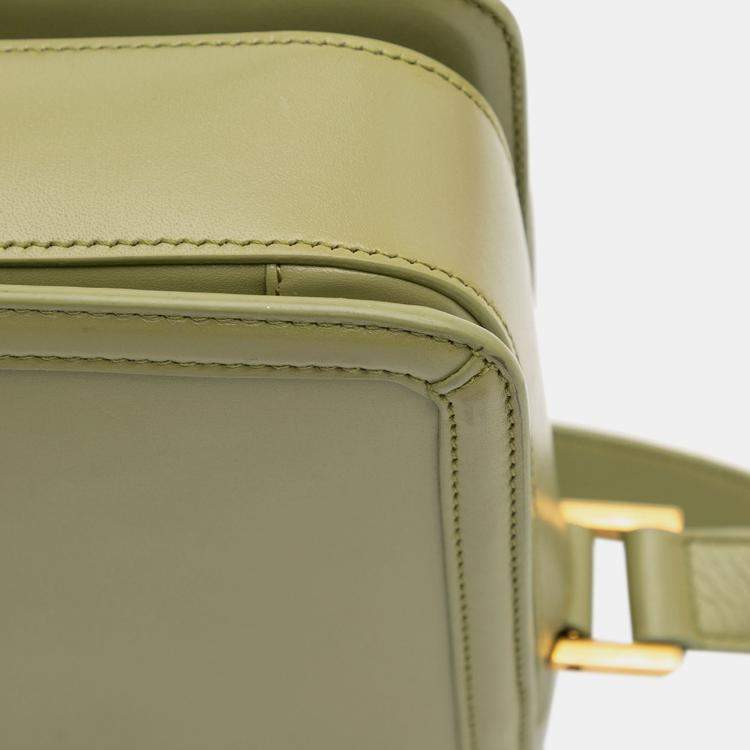 Pre Owned Saint Laurent Paris Green Medium Leather Solferino Satchel In Box