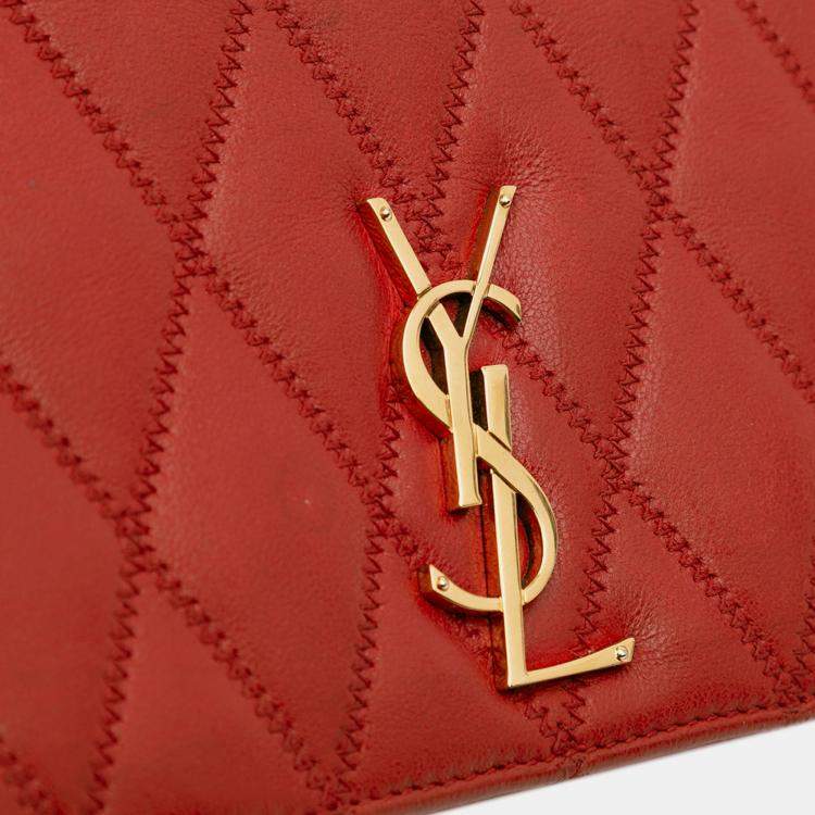 مملوكة مسبقًا Saint Laurent Paris Red Diamond Quilted Lambskin Angie Chain Bag