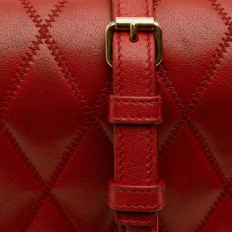 مملوكة مسبقًا Saint Laurent Paris Red Diamond Quilted Lambskin Angie Chain Bag