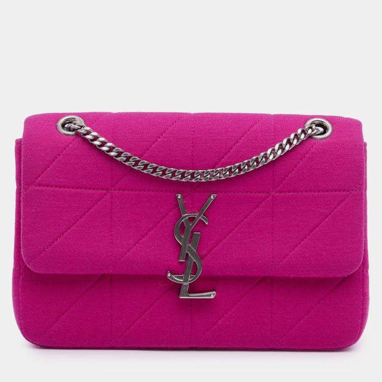 Pre Owned Saint Laurent Paris Pink Medium Jersey Wool Patchwork Jamie Crossbody