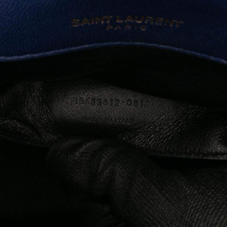 Pre Owned Saint Laurent Paris Blue Medium Lambskin Monogram Vicky Chain Bag