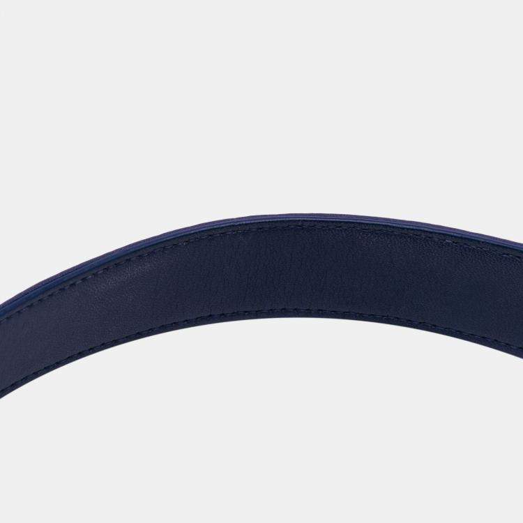 Pre Owned Saint Laurent Paris Blue Medium Lambskin Monogram Vicky Chain Bag