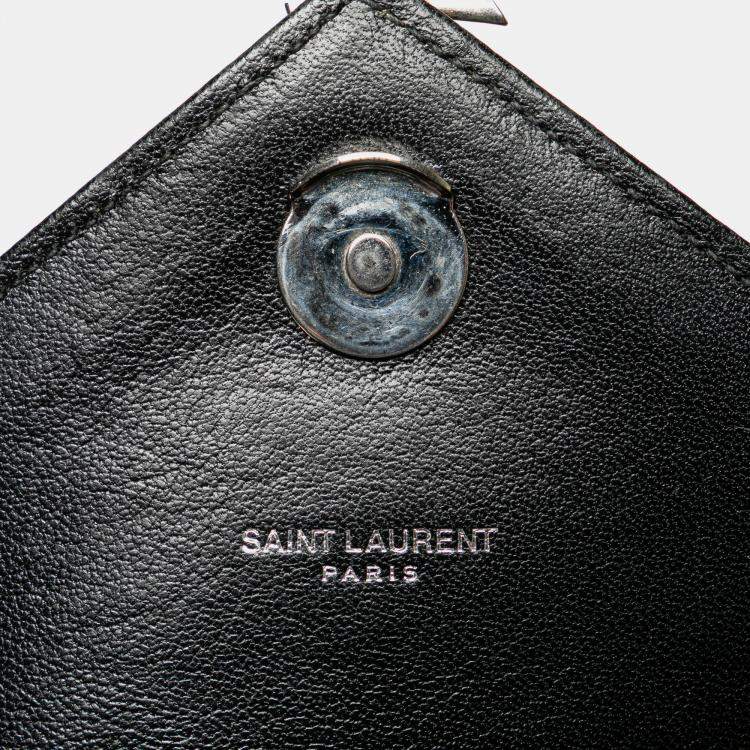 مملوكة مسبقًا Saint Laurent Paris Black Medium Sheepskin Triquilt Monogram College Bag