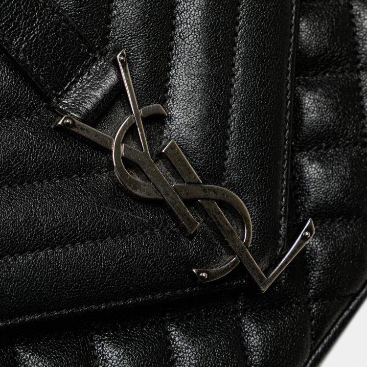 مملوكة مسبقًا Saint Laurent Paris Black Medium Sheepskin Triquilt Monogram College Bag