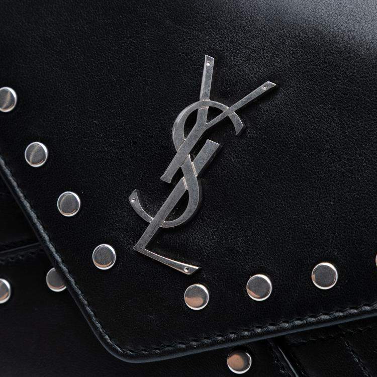 مملوكة مسبقًا Saint Laurent Paris Black Quilted Lambskin Studded Monogram Gaby Shoulder Bag