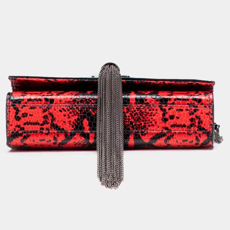 Pre Owned Saint Laurent Paris Red Small Embossed Calfskin Classic Monogram Kate Crossbody