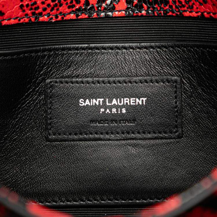 Pre Owned Saint Laurent Paris Red Small Embossed Calfskin Classic Monogram Kate Crossbody