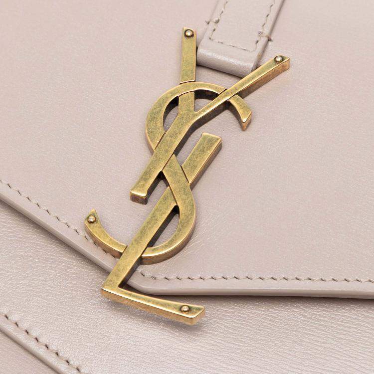مملوكة مسبقًا Saint Laurent Paris Beige Leather Monogram Sulpice Wallet on Chain