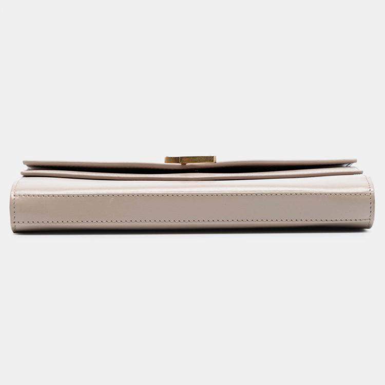 مملوكة مسبقًا Saint Laurent Paris Beige Leather Monogram Sulpice Wallet on Chain