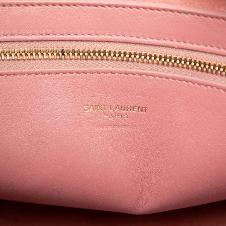 Pre Owned Saint Laurent Paris Pink Small Leather Monogram Cabas Satchel