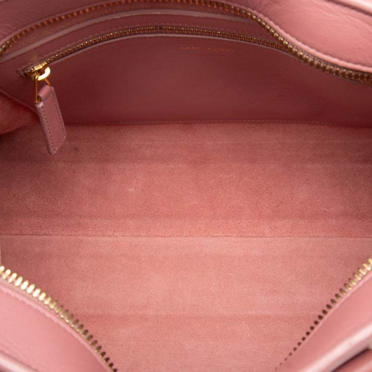 Pre Owned Saint Laurent Paris Pink Small Leather Monogram Cabas Satchel