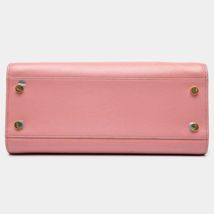 Pre Owned Saint Laurent Paris Pink Small Leather Monogram Cabas Satchel