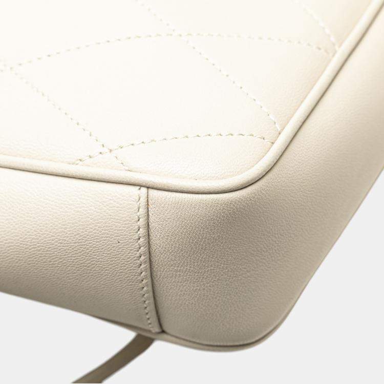 Pre Owned Saint Laurent Paris White Quilted Lambskin Le Maillon Chain Shoulder Bag