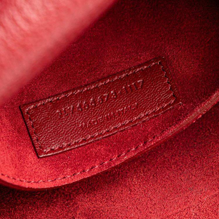 Pre Owned Saint Laurent Paris Red Medium Grained Calfskin Monogram Sunset Crossbody