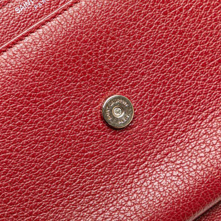 Pre Owned Saint Laurent Paris Red Medium Grained Calfskin Monogram Sunset Crossbody