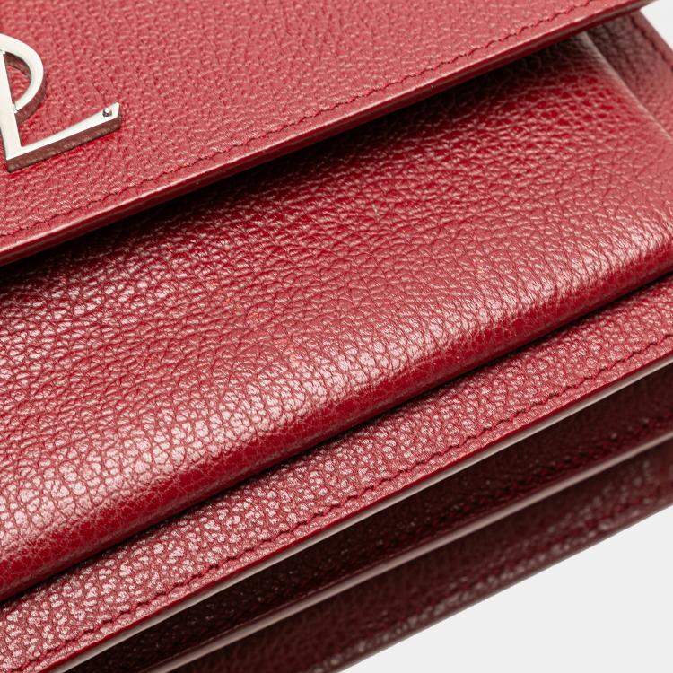 Pre Owned Saint Laurent Paris Red Medium Grained Calfskin Monogram Sunset Crossbody