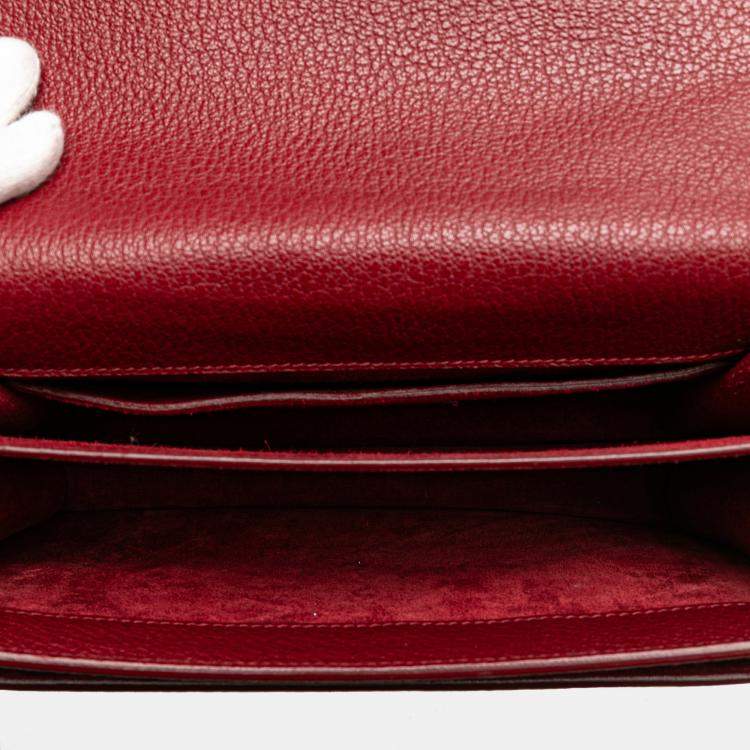 Pre Owned Saint Laurent Paris Red Medium Grained Calfskin Monogram Sunset Crossbody