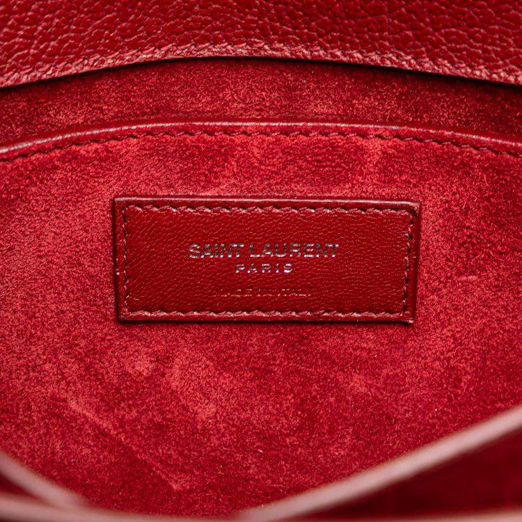 Pre Owned Saint Laurent Paris Red Medium Grained Calfskin Monogram Sunset Crossbody
