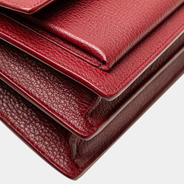 Pre Owned Saint Laurent Paris Red Medium Grained Calfskin Monogram Sunset Crossbody