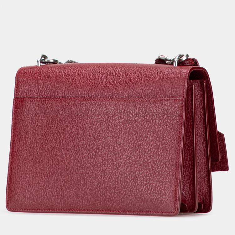 Pre Owned Saint Laurent Paris Red Medium Grained Calfskin Monogram Sunset Crossbody