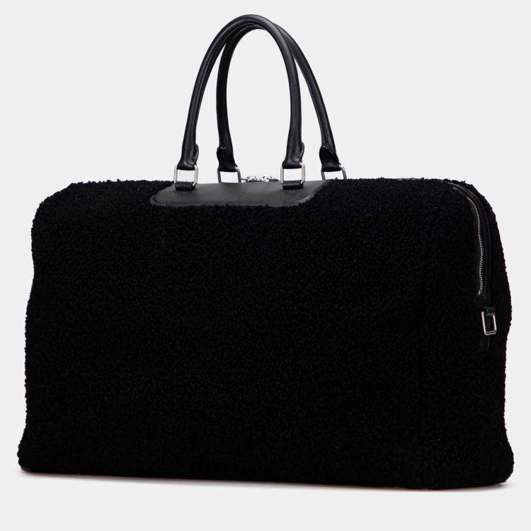 Pre Owned Saint Laurent Paris Black Shearling Travel Bag