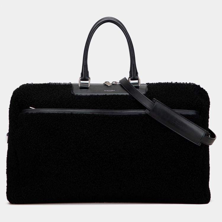 Pre Owned Saint Laurent Paris Black Shearling Travel Bag