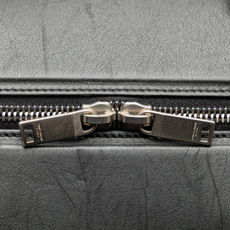 Pre Owned Saint Laurent Paris Black Shearling Travel Bag