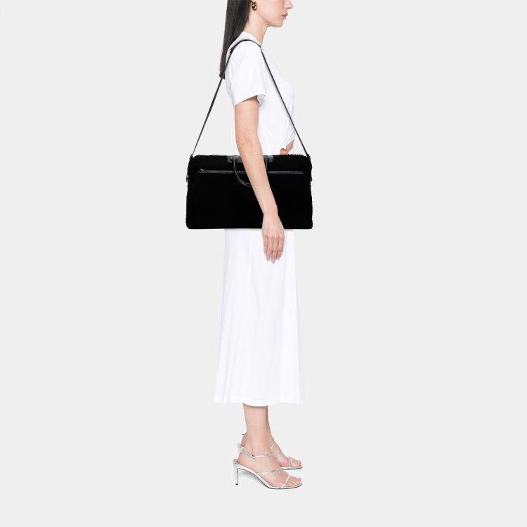 Pre Owned Saint Laurent Paris Black Shearling Travel Bag