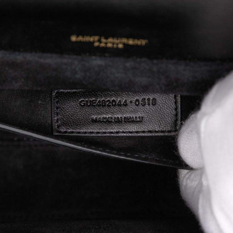 Pre Owned Saint Laurent Paris Black Medium Calfskin and Suede Bellechasse Bag