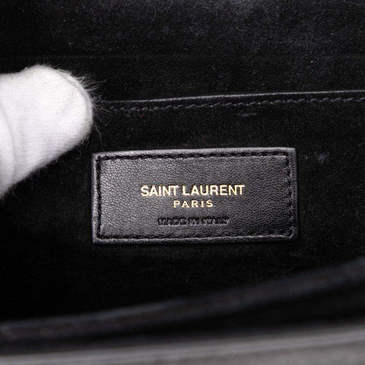 Pre Owned Saint Laurent Paris Black Medium Calfskin and Suede Bellechasse Bag