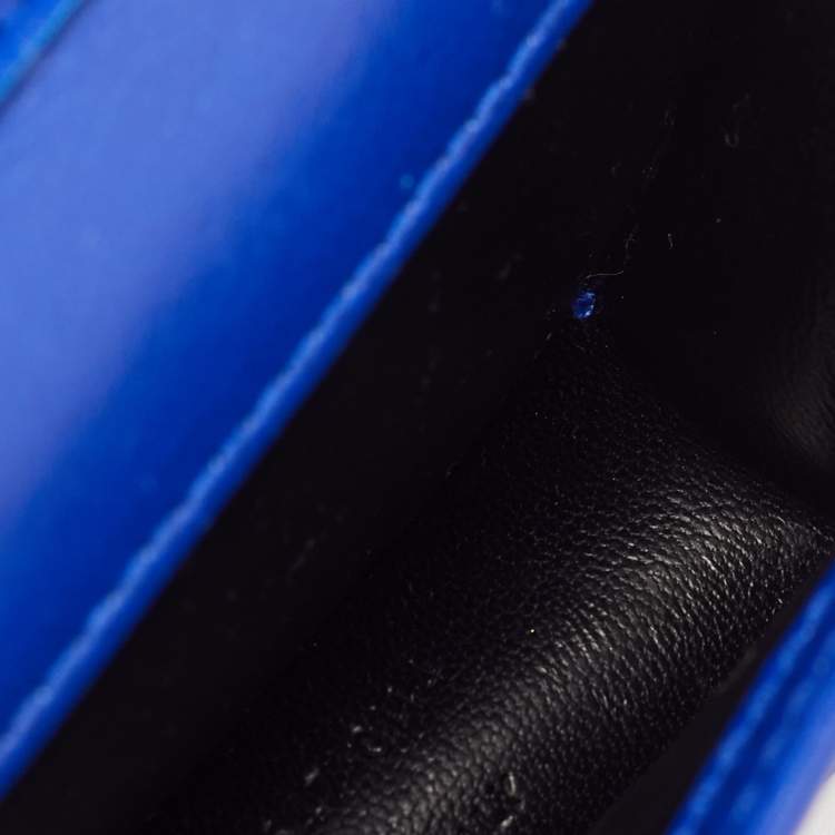 Pre Owned Saint Laurent Candy Monogram Mini Blue Leather Crossbody Bag