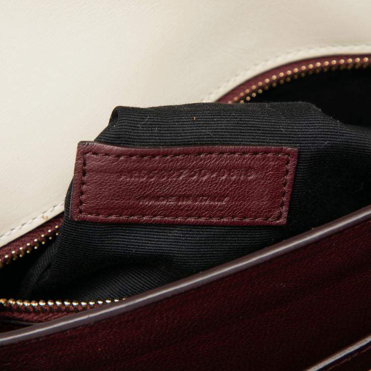 Pre Owned Saint Laurent Paris White Smooth Calfskin Monogram Cassandra Clasp Bag