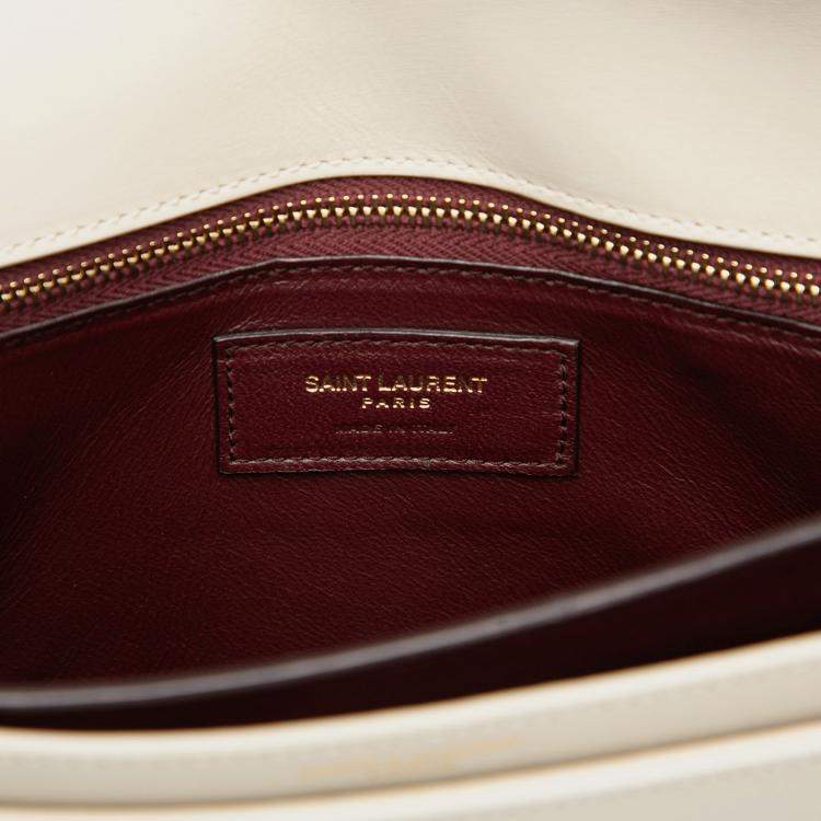 Pre Owned Saint Laurent Paris White Smooth Calfskin Monogram Cassandra Clasp Bag