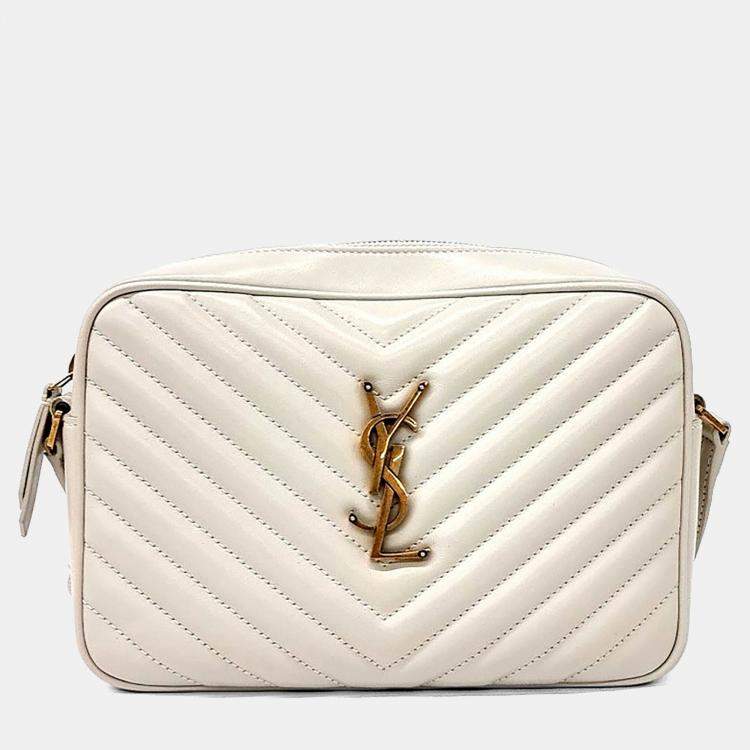 Pre Owned Saint Laurent Paris Beige Leather Lou Camera Bag