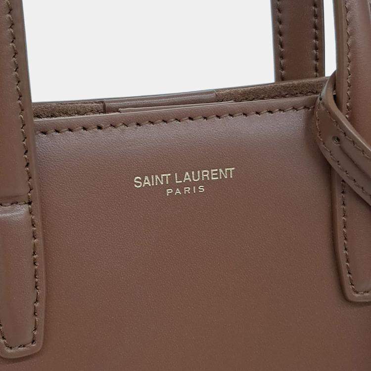 Pre Owned Saint Laurent Paris Brown Leather Mini Toy Shopper Bag