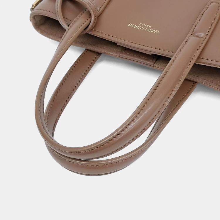 Pre Owned Saint Laurent Paris Brown Leather Mini Toy Shopper Bag