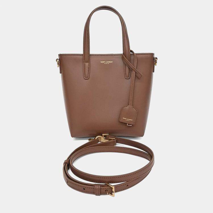 Pre Owned Saint Laurent Paris Brown Leather Mini Toy Shopper Bag