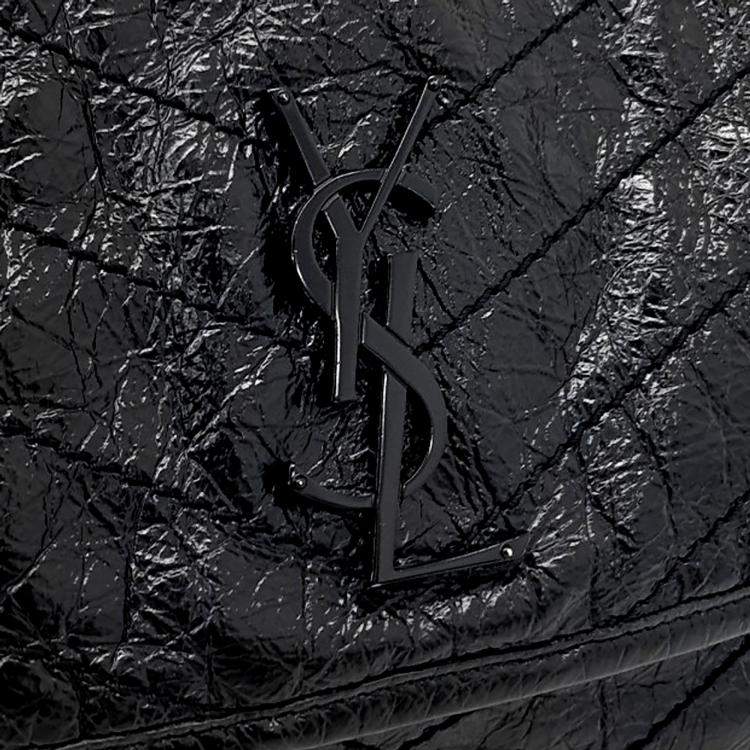 Pre Owned Saint Laurent Paris Black Leather Niki Monogram Shoulder Bag
