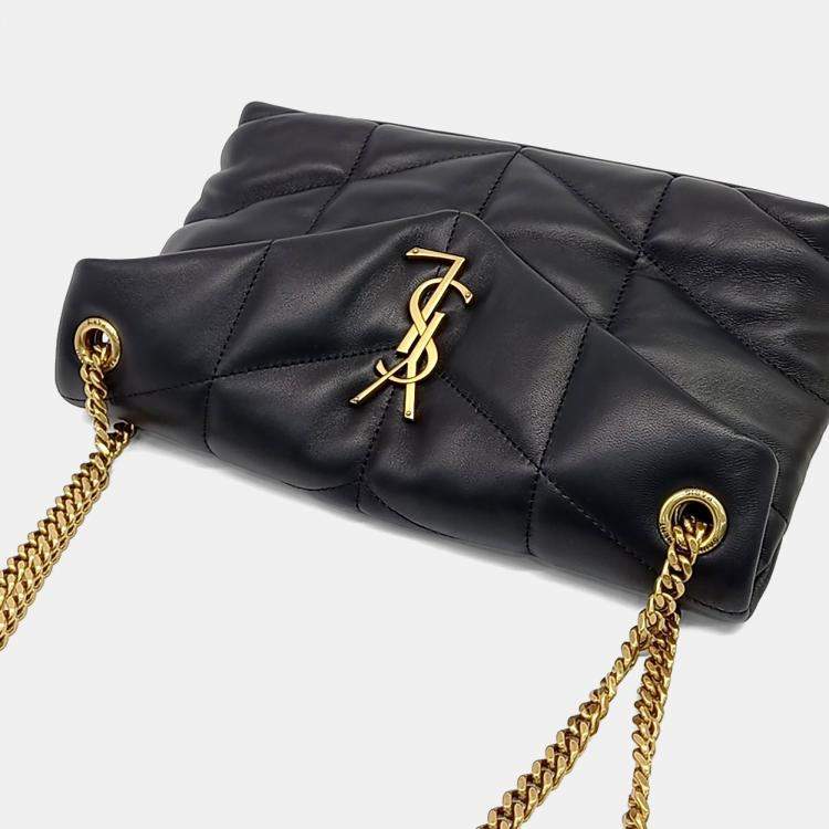 مملوكة مسبقًا Saint Laurent Paris Black Leather Lulu Puffer Bag Small
