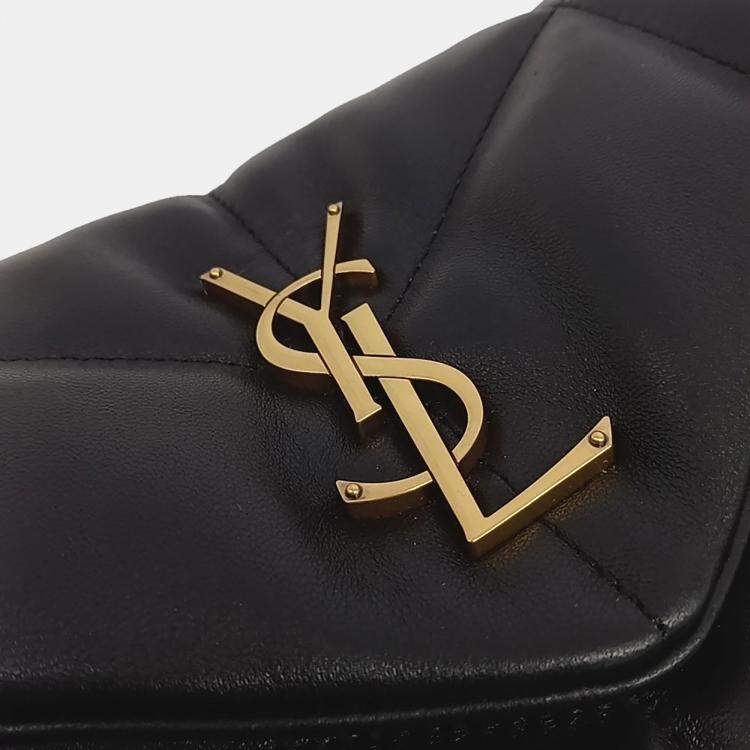 مملوكة مسبقًا Saint Laurent Paris Black Leather Lulu Puffer Bag Small