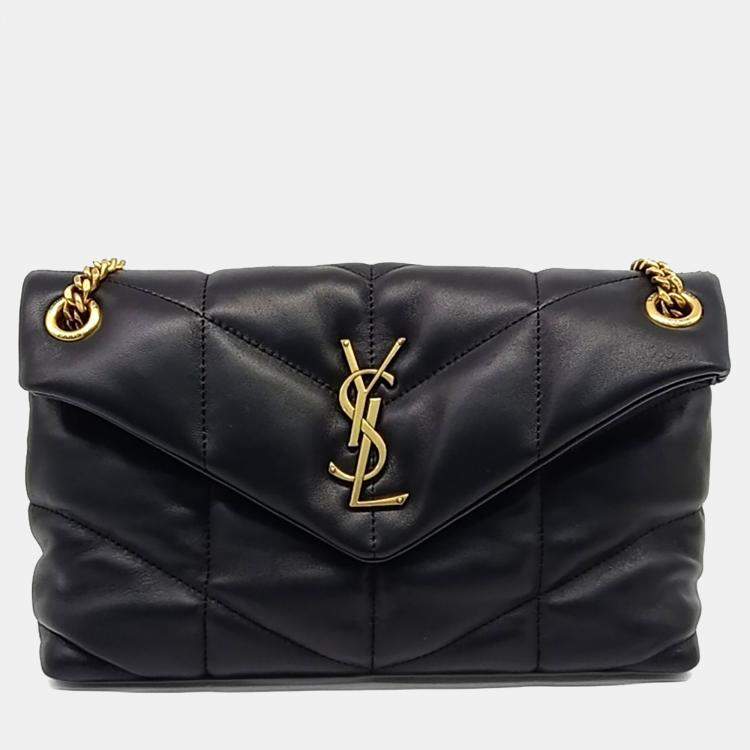 مملوكة مسبقًا Saint Laurent Paris Black Leather Lulu Puffer Bag Small