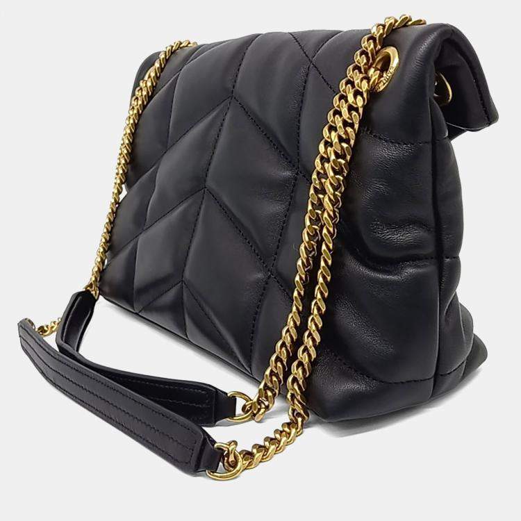 مملوكة مسبقًا Saint Laurent Paris Black Leather Lulu Puffer Bag Small