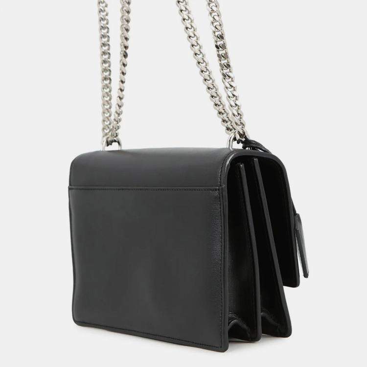 Pre Owned Saint Laurent Paris Sunset Chain shoulder Black Leather Size Medium