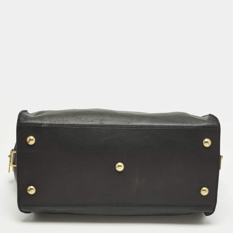 Pre Owned Saint Laurent Cabas Ligne Y Medium Black Leather Tote