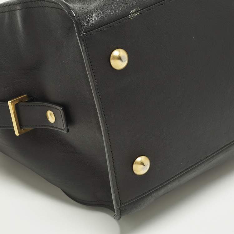 Pre Owned Saint Laurent Cabas Ligne Y Medium Black Leather Tote