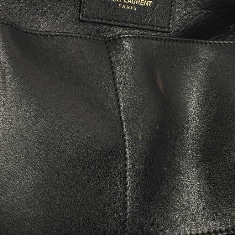 Pre Owned Saint Laurent Cabas Ligne Y Medium Black Leather Tote
